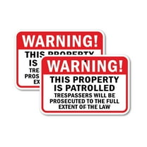 (2 Pack) Warning This Property Is Patrolled Trespassers Will Be Prosecuted To The Full Extent Of The Law | 18" X 24" Heavy-Gauge Aluminum Sign | Rust Free Aluminum, Weather Resistant,