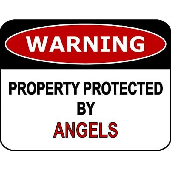 2 Pack Warning Property Protected By Angels 12 inch by 8 inch Laminated Funny Sign