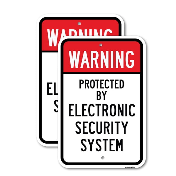 (2 Pack) Warning Protected By Electronic Security System Si | 18" X 24" Heavy-Gauge Aluminum Sign | Rust Free Aluminum, Weather Resistant, Waterproof, Fade Resistant, 2 Pre-drilled