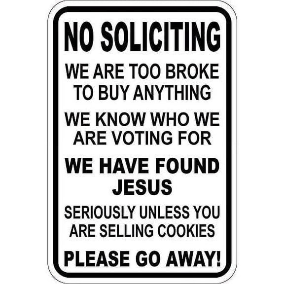 2 Pack Warning Sign No Soliciting We are Too Broke to Buy Any Thing Sign Business Sign 12X8 Inches Aluminum Metal Tin Sign