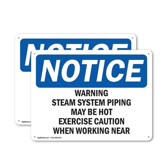 (2 Pack) Warning Steam System Piping May Be Hot Exercise OSHA Notice Sign
