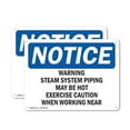 thumbnail image 1 of (2 Pack) Warning Steam System Piping May Be Hot Exercise OSHA Notice Sign 24 Inch X 18 Inch Indoor / Outdoor Rust-Free Aluminum Metal Signs for Workplace, Workshop, and Construction, 1 of 8
