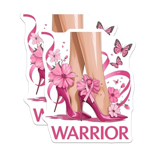 (2 Pack) Warrior High Heel Shoe Magnets - Breast Cancer Awareness - Pink Ribbon Magnets - Butterfly ation - 5" On Longest Side - for Cars, Fridges, Toolboxes - Made in USA - MAG3983