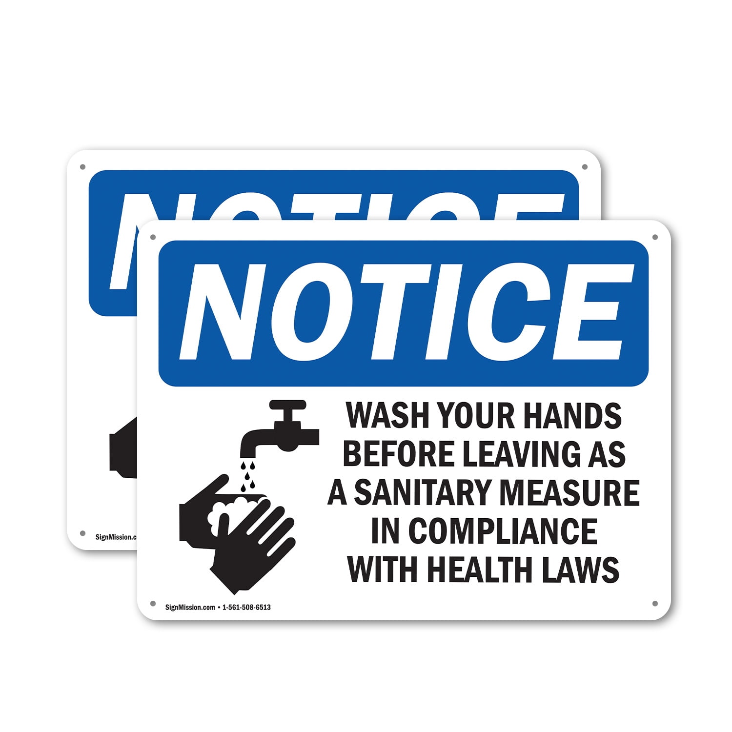 (2 Pack) Wash Your Hands Before Leaving In Compliance OSHA Notice Sign ...
