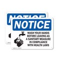thumbnail image 1 of (2 Pack) Wash Your Hands Before Leaving In Compliance OSHA Notice Sign 24 Inch X 18 Inch Plastic Sign, Weather Resistant, UV Protected for Workplace, Business, and Construction Site,, 1 of 8