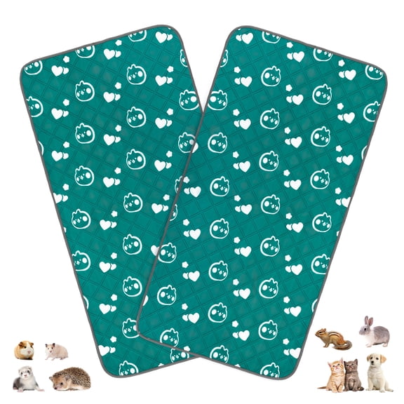 2 Pack Washable Guinea Pig Pee Pads 47" x 24" Waterproof Reusable Guinea Pig Cage Liners, Absorbent Bedding Training Mat for Small Animal Guinea Pigs Rabbit Bunny Hamster