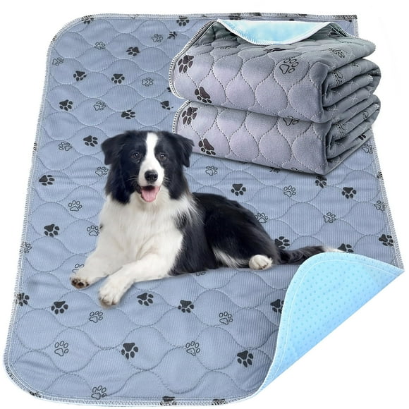 2 Pack Washable Pee Pads for Dogs, Reusable Puppy Pee Pads, Pet Training Mats with Leakproof Bottom, for Floor, Kennel, Crate, Sofa, 19.7"x27.6", Gray
