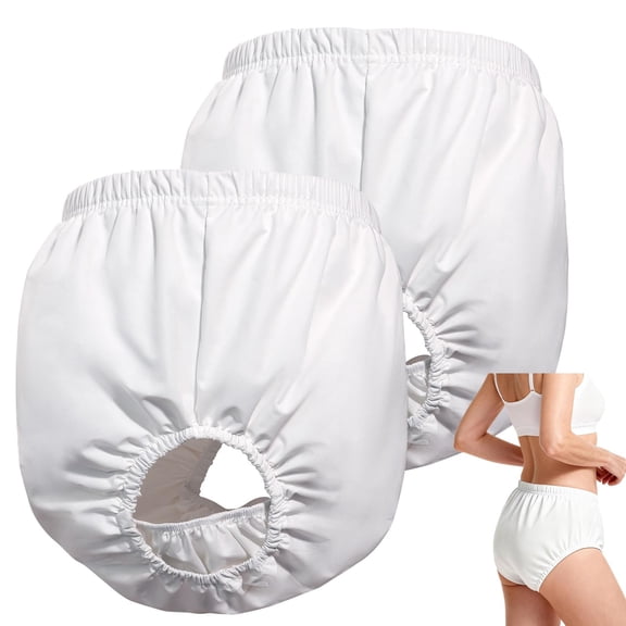 2 Pack Washable Reusable Adult Rubber Pants - Waterproof Incontinence Diaper Covers Leak-Proof Protective Underwear, Soft Noiseless Cloth-Like Plastic Pants for Men Women