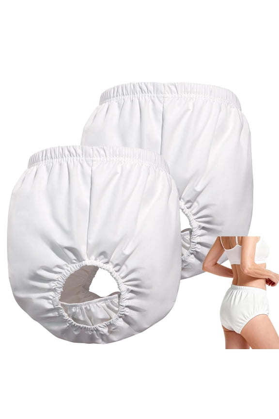 2 Pack Washable Reusable Adult Rubber Pants - Waterproof Incontinence Diaper Covers Leak-Proof Protective Underwear, Soft Noiseless Cloth-Like Plastic Pants for Men Women