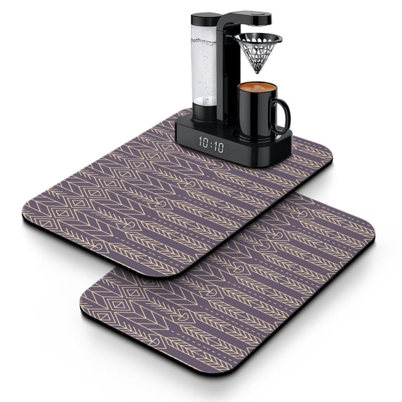 2 Pack Washable Rubber Bohemian Vintage Floral Dish Drying Mats for Kitchen Counter Home Large Coffee Bar Pad Accessories and Decor for Utensils Stemware (2pcs 19.5''x12'')