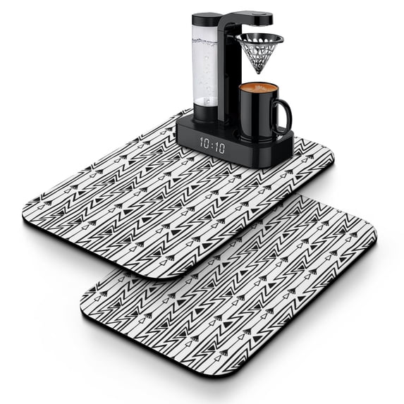 2 Pack Washable Rubber Bohemian Vintage Floral Dish Drying Mats for Kitchen Counter Home Large Coffee Bar Pad Accessories and Decor for Utensils Stemware (2pcs 19.5''x12'')