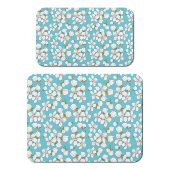 2 Pack Washable Rubber Leaves Multicolored Flower Dish Drying Mats for Kitchen Counter Home Large Coffee Bar Pad Accessories and Decor for Utensils Stemware (2pcs 18''x24''+19.5''x12'')