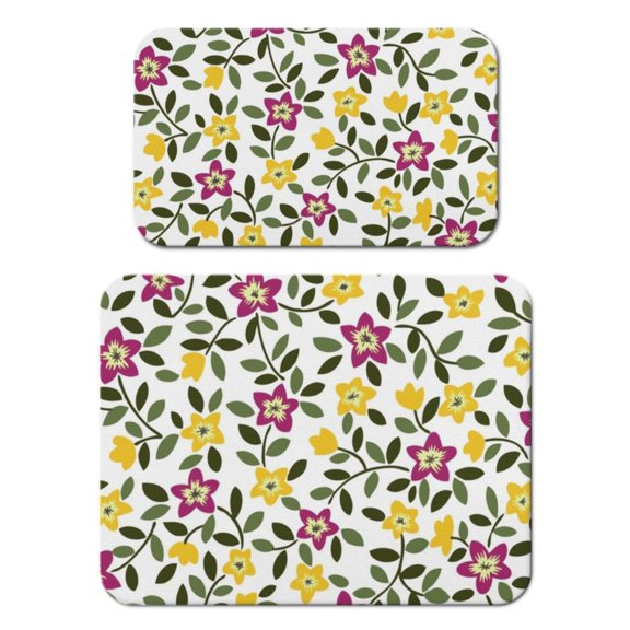 2 Pack Washable Rubber Leaves Multicolored Flower Dish Drying Mats for Kitchen Counter Home Large Coffee Bar Pad Accessories and Decor for Utensils Stemware (2pcs 18''x24''+19.5''x12'')