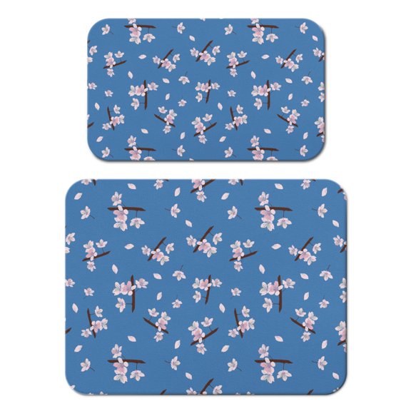 2 Pack Washable Rubber Leaves Multicolored Flower Dish Drying Mats for Kitchen Counter Home Large Coffee Bar Pad Accessories and Decor for Utensils Stemware (2pcs 18''x24''+19.5''x12'')