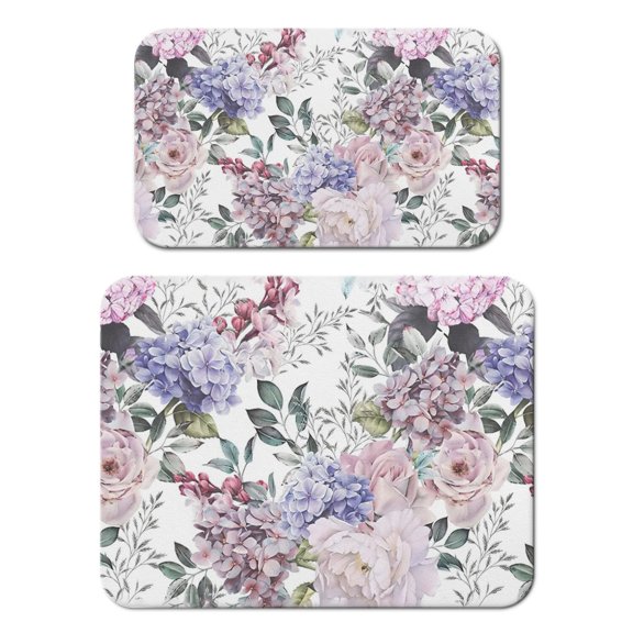 2 Pack Washable Rubber Leaves Multicolored Flower Dish Drying Mats for Kitchen Counter Home Large Coffee Bar Pad Accessories and Decor for Utensils Stemware (2pcs 18''x24''+19.5''x12'')