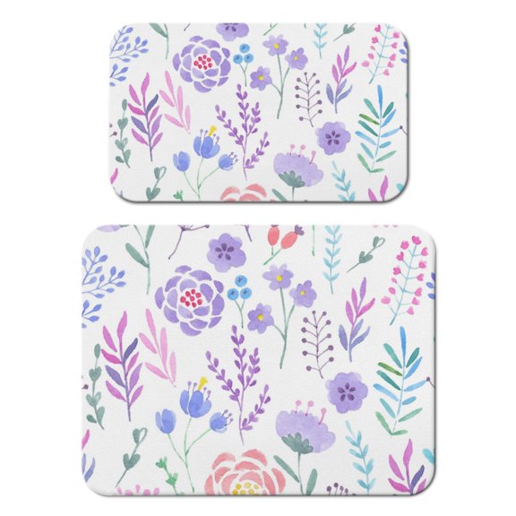 2 Pack Washable Rubber Leaves Multicolored Flower Dish Drying Mats for Kitchen Counter Home Large Coffee Bar Pad Accessories and Decor for Utensils Stemware (2pcs 18''x24''+19.5''x12'')