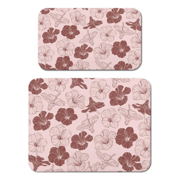 2 Pack Washable Rubber Leaves Multicolored Flower Dish Drying Mats for Kitchen Counter Home Large Coffee Bar Pad Accessories and Decor for Utensils Stemware (2pcs 18''x24''+19.5''x12'')