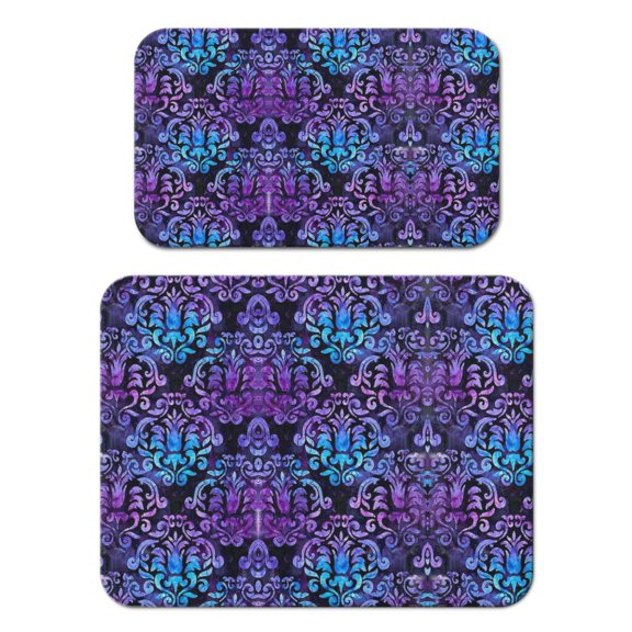 2 Pack Washable Rubber Leaves Multicolored Flower Dish Drying Mats for Kitchen Counter Home Large Coffee Bar Pad Accessories and Decor for Utensils Stemware (2pcs 18''x24''+19.5''x12'')