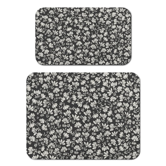 2 Pack Washable Rubber Leaves Multicolored Flower Dish Drying Mats for Kitchen Counter Home Large Coffee Bar Pad Accessories and Decor for Utensils Stemware (2pcs 18''x24''+19.5''x12'')