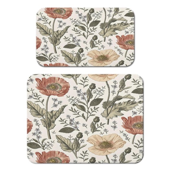 2 Pack Washable Rubber Leaves Multicolored Flower Dish Drying Mats for Kitchen Counter Home Large Coffee Bar Pad Accessories and Decor for Utensils Stemware (2pcs 18''x24''+19.5''x12'')