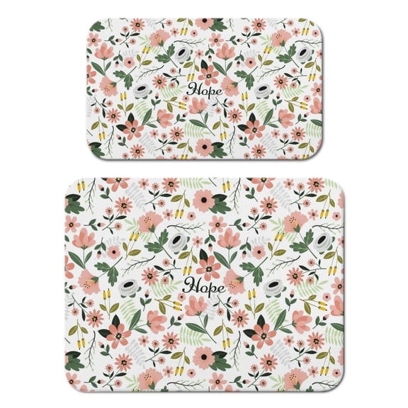 2 Pack Washable Rubber Leaves Multicolored Flower Dish Drying Mats for Kitchen Counter Home Large Coffee Bar Pad Accessories and Decor for Utensils Stemware (2pcs 18''x24''+19.5''x12'')
