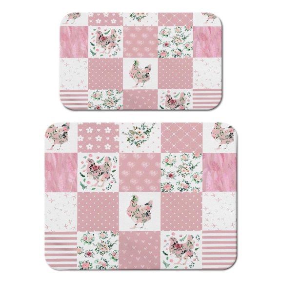 2 Pack Washable Rubber Leaves Multicolored Flower Dish Drying Mats for Kitchen Counter Home Large Coffee Bar Pad Accessories and Decor for Utensils Stemware (2pcs 18''x24''+19.5''x12'')