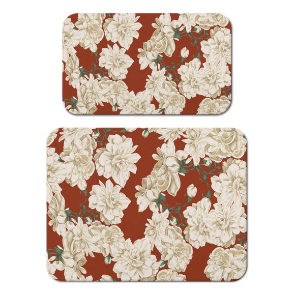 2 Pack Washable Rubber Leaves Multicolored Flower Dish Drying Mats for Kitchen Counter Home Large Coffee Bar Pad Accessories and Decor for Utensils Stemware (2pcs 18''x24''+19.5''x12'')