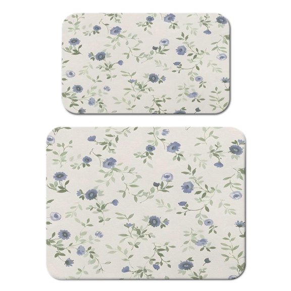 2 Pack Washable Rubber Leaves Multicolored Flower Dish Drying Mats for Kitchen Counter Home Large Coffee Bar Pad Accessories and Decor for Utensils Stemware (2pcs 18''x24''+19.5''x12'')