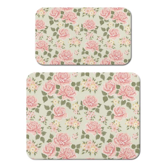 2 Pack Washable Rubber Leaves Multicolored Flower Dish Drying Mats for Kitchen Counter Home Large Coffee Bar Pad Accessories and Decor for Utensils Stemware (2pcs 18''x24''+19.5''x12'')
