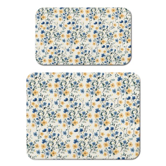 2 Pack Washable Rubber Leaves Multicolored Flower Dish Drying Mats for Kitchen Counter Home Large Coffee Bar Pad Accessories and Decor for Utensils Stemware (2pcs 18''x24''+19.5''x12'')