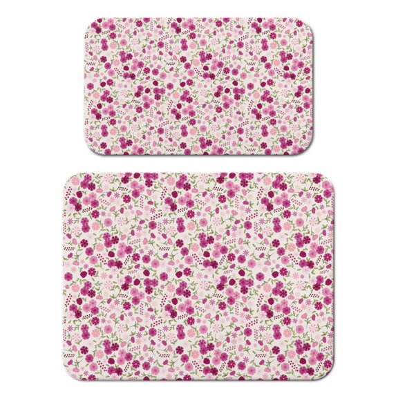 2 Pack Washable Rubber Leaves Multicolored Flower Dish Drying Mats for Kitchen Counter Home Large Coffee Bar Pad Accessories and Decor for Utensils Stemware (2pcs 18''x24''+19.5''x12'')