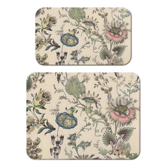 2 Pack Washable Rubber Leaves Multicolored Flower Dish Drying Mats for Kitchen Counter Home Large Coffee Bar Pad Accessories and Decor for Utensils Stemware (2pcs 18''x24''+19.5''x12'')