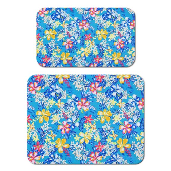 2 Pack Washable Rubber Leaves Multicolored Flower Dish Drying Mats for Kitchen Counter Home Large Coffee Bar Pad Accessories and Decor for Utensils Stemware (2pcs 18''x24''+19.5''x12'')