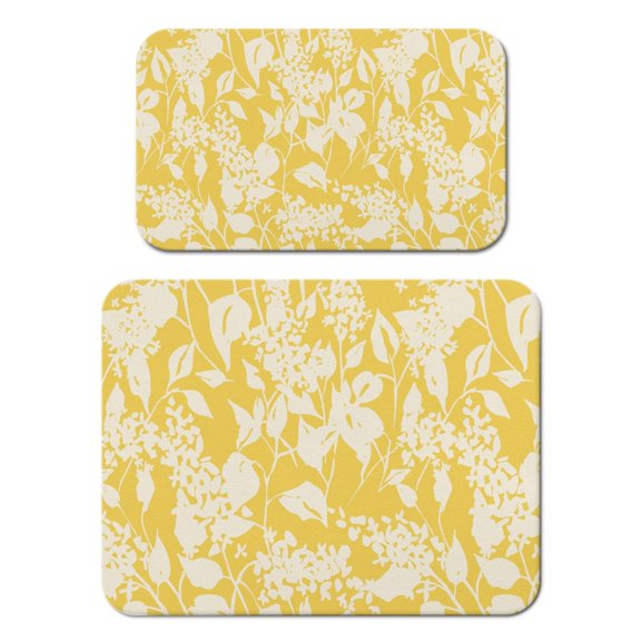 2 Pack Washable Rubber Leaves Multicolored Flower Dish Drying Mats for Kitchen Counter Home Large Coffee Bar Pad Accessories and Decor for Utensils Stemware (2pcs 18''x24''+19.5''x12'')