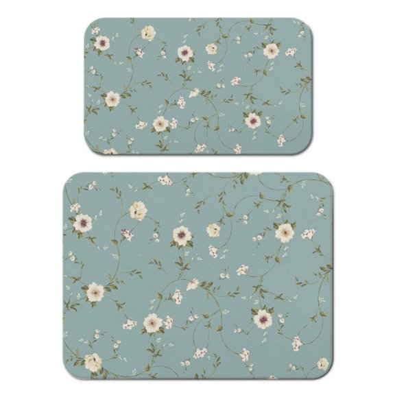 2 Pack Washable Rubber Leaves Multicolored Flower Dish Drying Mats for Kitchen Counter Home Large Coffee Bar Pad Accessories and Decor for Utensils Stemware (2pcs 18''x24''+19.5''x12'')