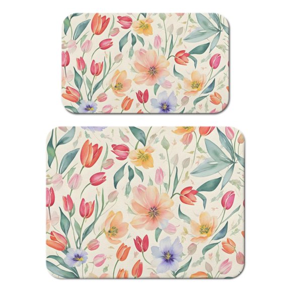 2 Pack Washable Rubber Leaves Multicolored Flower Dish Drying Mats for Kitchen Counter Home Large Coffee Bar Pad Accessories and Decor for Utensils Stemware (2pcs 18''x24''+19.5''x12'')