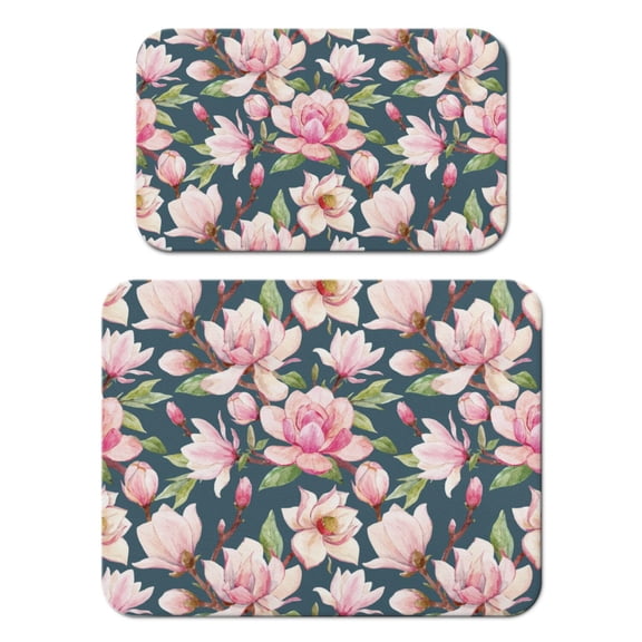 2 Pack Washable Rubber Leaves Multicolored Flower Dish Drying Mats for Kitchen Counter Home Large Coffee Bar Pad Accessories and Decor for Utensils Stemware (2pcs 18''x24''+19.5''x12'')