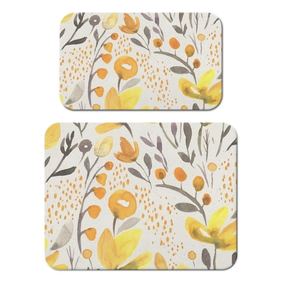 2 Pack Washable Rubber Leaves Multicolored Flower Dish Drying Mats for Kitchen Counter Home Large Coffee Bar Pad Accessories and Decor for Utensils Stemware (2pcs 18''x24''+19.5''x12'')