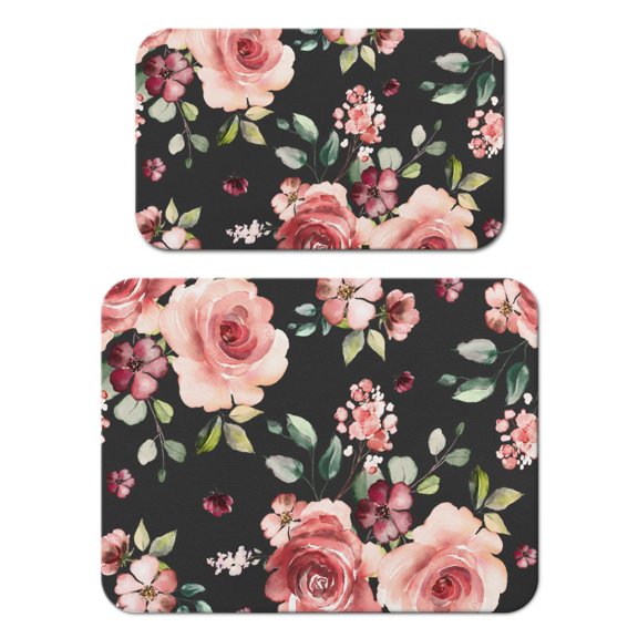 2 Pack Washable Rubber Leaves Multicolored Flower Dish Drying Mats for Kitchen Counter Home Large Coffee Bar Pad Accessories and Decor for Utensils Stemware (2pcs 18''x24''+19.5''x12'')