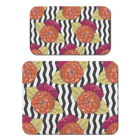 2 Pack Washable Rubber Leaves Multicolored Flower Dish Drying Mats for Kitchen Counter Home Large Coffee Bar Pad Accessories and Decor for Utensils Stemware (2pcs 18''x24''+19.5''x12'')