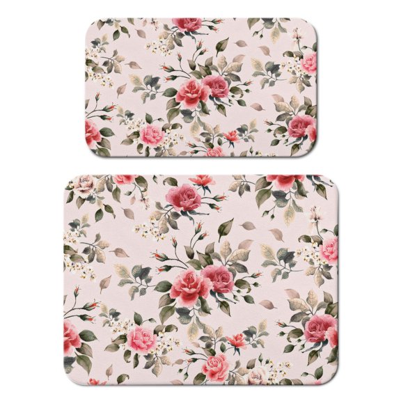 2 Pack Washable Rubber Leaves Multicolored Flower Dish Drying Mats for Kitchen Counter Home Large Coffee Bar Pad Accessories and Decor for Utensils Stemware (2pcs 18''x24''+19.5''x12'')
