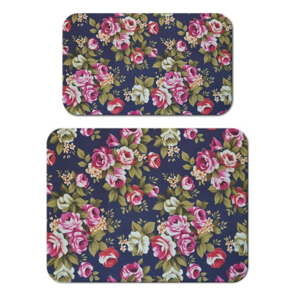 2 Pack Washable Rubber Leaves Multicolored Flower Dish Drying Mats for Kitchen Counter Home Large Coffee Bar Pad Accessories and Decor for Utensils Stemware (2pcs 18''x24''+19.5''x12'')