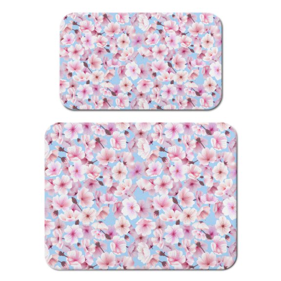 2 Pack Washable Rubber Leaves Multicolored Flower Dish Drying Mats for Kitchen Counter Home Large Coffee Bar Pad Accessories and Decor for Utensils Stemware (2pcs 18''x24''+19.5''x12'')