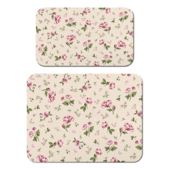 2 Pack Washable Rubber Leaves Multicolored Flower Dish Drying Mats for Kitchen Counter Home Large Coffee Bar Pad Accessories and Decor for Utensils Stemware (2pcs 18''x24''+19.5''x12'')