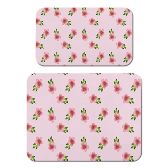 2 Pack Washable Rubber Leaves Multicolored Flower Dish Drying Mats for Kitchen Counter Home Large Coffee Bar Pad Accessories and Decor for Utensils Stemware (2pcs 18''x24''+19.5''x12'')
