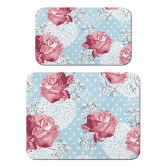 2 Pack Washable Rubber Leaves Multicolored Flower Dish Drying Mats for Kitchen Counter Home Large Coffee Bar Pad Accessories and Decor for Utensils Stemware (2pcs 18''x24''+19.5''x12'')