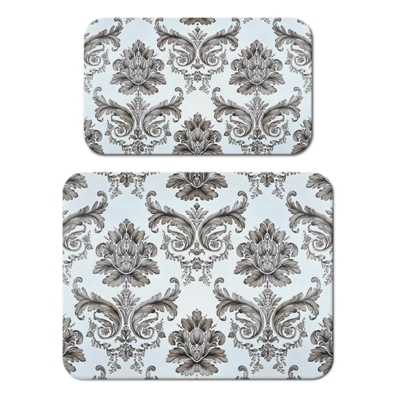2 Pack Washable Rubber Leaves Multicolored Flower Dish Drying Mats for Kitchen Counter Home Large Coffee Bar Pad Accessories and Decor for Utensils Stemware (2pcs 18''x24''+19.5''x12'')