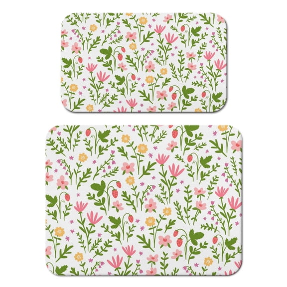 2 Pack Washable Rubber Leaves Multicolored Flower Dish Drying Mats for Kitchen Counter Home Large Coffee Bar Pad Accessories and Decor for Utensils Stemware (2pcs 18''x24''+19.5''x12'')