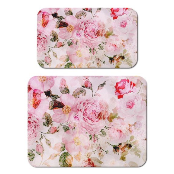 2 Pack Washable Rubber Leaves Multicolored Flower Dish Drying Mats for Kitchen Counter Home Large Coffee Bar Pad Accessories and Decor for Utensils Stemware (2pcs 18''x24''+19.5''x12'')