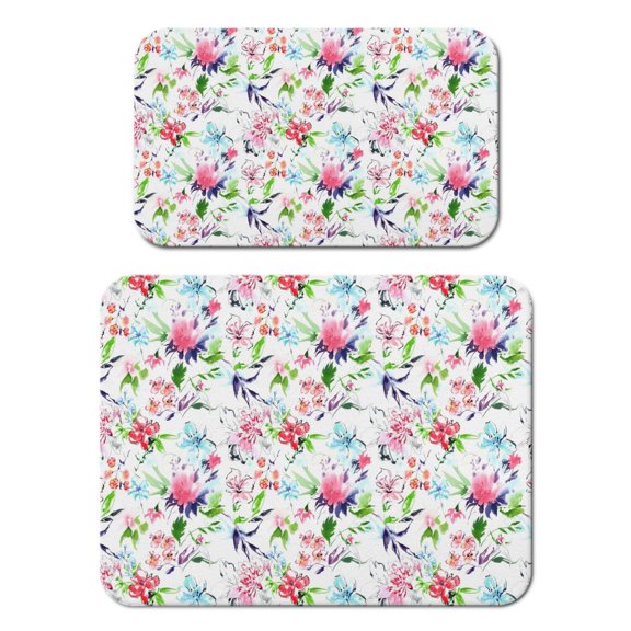 2 Pack Washable Rubber Leaves Multicolored Flower Dish Drying Mats for Kitchen Counter Home Large Coffee Bar Pad Accessories and Decor for Utensils Stemware (2pcs 18''x24''+19.5''x12'')